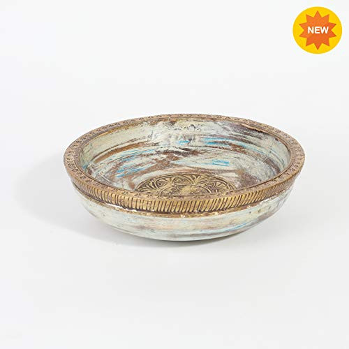 Rusticity Wood Decorative Bowl/Serving Bowl/Key Bowl/Rustic Fruit Bowl | Mango Wood | Premium Quality | Handmade | (9 inch)