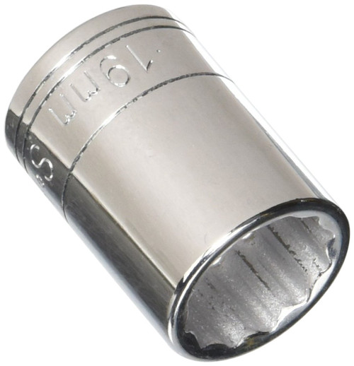 SK Hand Tool 40319 12 Point 19mm Standard Drive Socket, 1/2-Inch, Chrome