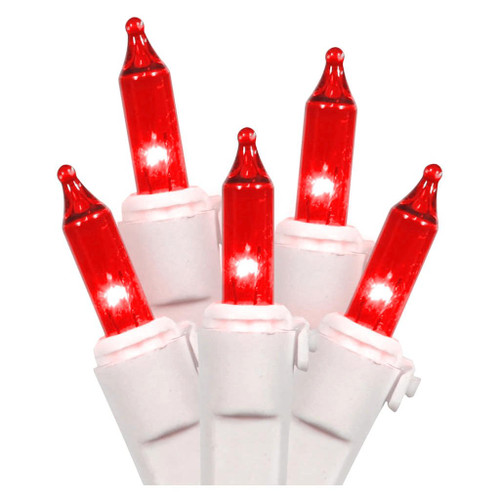 Vickerman 50 Light Mini Light Set Red Lights on White Wire