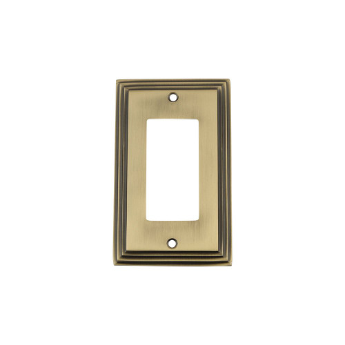 Nostalgic Warehouse 719737 Deco Switch Plate with Single Rocker, Antique Brass