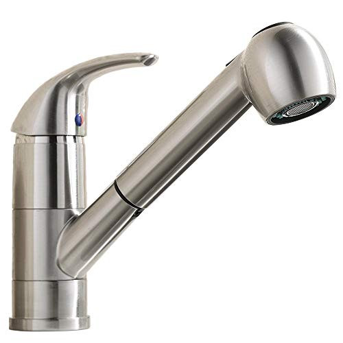 VCCUCINE Best Modern Commercial Brushed Nickel Stainless Steel Single Handle Pull Out Sprayer Bar Kitchen Sink Faucet, Small Pull Down Kitchen Faucets Without Deck Plate