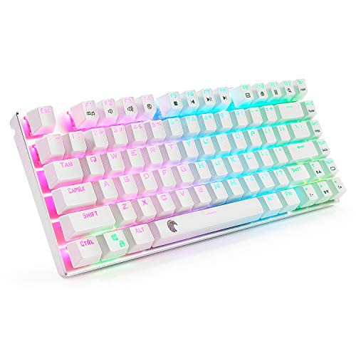 E-Element Z-88 RGB Mechanical Gaming Keyboard, Red Switch - Linear & Quiet, LED Backlit, Water Resistant, Compact 81 Keys Anti-Ghosting for Mac PC, White