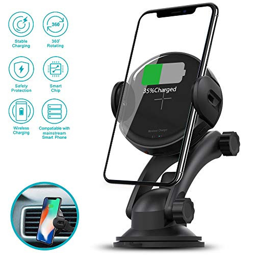 Wireless Car Charger,10W Qi Fast Charging Auto-Clamping Car Mount with Air Vent Clip, Dashboard Mount, 360 View (Blue) Wireless Car Charger,10W Qi Fast Charging Auto-Clamping Car Mount with Air Vent Clip, Dashboard Mount, 360 View (Blue)