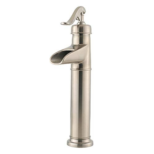 Wovier Waterfall Brushed Nickel Bathroom Sink Faucet,Single Handle Single Hole Vessel Lavatory Faucet,Basin Mixer Tap Tall Body