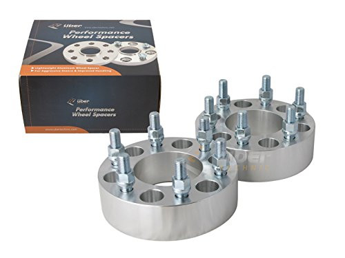 2pcs 2 inch UberTechnic 6x135 Wheel Spacers with 14x2 studs for 6-Lug Ford Expedition F150 F-150 Lincoln Navigator Mark LT Silver Adapters