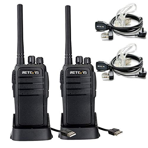 Retevis RT21 Two Way Radio Rechargeable USB Charging UHF FRS CTCSS/DCS VOX Scan Squelch Walkie Talkies with Covert Air Acoustic Earpiece(2 Pack)