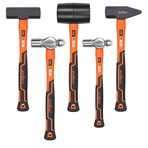 HORUSDY 5-Piece Hammer Set, 16oz Ball Pain Hammer | 32oz Ball Pain Hammer | 32oz Rubber Mallet | 3lb Sledge Hammer | 3lbCross Pain Hammer HORUSDY 5-Piece Hammer Set, 16oz Ball Pain Hammer | 32oz Ball Pain Hammer | 32oz Rubber Mallet | 3lb Sledge Hammer | 3lbCross Pain Hammer