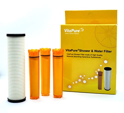 Sonaki Shower Dual Filter Refill Cartridges - 4 Pack includes 3 Vitamin C 1 ACF Filter - Remove 99.9% of Chlorine and Chloramines Plus Heavy Metals and is Anti-Bacterial