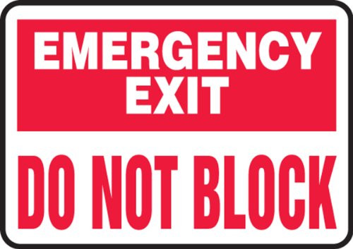 Accuform"Emergency Exit - Do Not Block" Safety Sign, Plastic, 10 x 14 Inches (MEXT900VP)