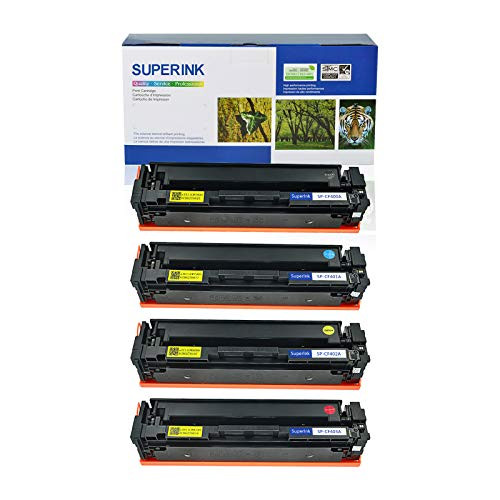 SuperInk Compatible Toner Cartridge Replacement for HP 201A CF400A CF401A CF402A CF403A (Black Cyan Magenta Yellow, 4-Pack)