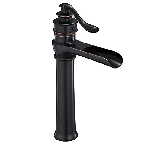 Greenspring ORB Single Handle One Hole Lavatory Commercial Tall Body Deck Mount Bathroom Vessel Sink Faucet Waterfall, Oil Rubbed Bronze