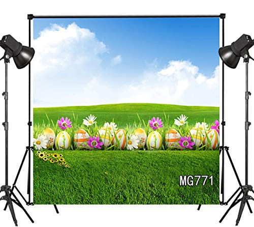 LB Spring Flower Easter Backdrops for Photography 10x10ft Vinyl Green Grassland Nature Photo Background Customized Children Kids Adult Portraits Easter Backdrops Studio Props