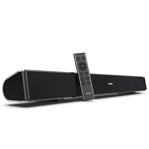 TENKER Soundbar for TV, 32-inch 4 Speakers Wired and Wireless Bluetooth 2-Channel Optical Soundbar, Home Theater Speakers for TV (Surround Sound, Remote Control, Wall Mountable)