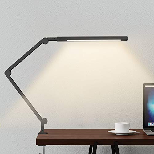 Swing Arm Lamp, LED Desk Lamp with Clamp, 9W Eye-Care Dimmable Light, Timer, Memory, 6 Color Modes, JolyJoy Modern Architect Table Lamp for Task Study Reading Working/Home Dorm Office (Black) Swing Arm Lamp, LED Desk Lamp with Clamp, 9W Eye-Care Dimmable Light, Timer, Memory, 6 Color Modes, JolyJoy Modern Architect Table Lamp for Task Study Reading Working/Home Dorm Office (Black)