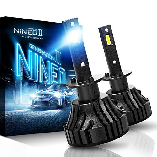 NINEO H1 LED Headlight Bulbs CREE Chips,12000Lm 5090Lux 6500K Extremely Bright All-in-One Conversion Kit,360 Degree Adjustable Beam Angle