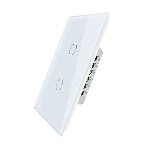 LIVOLO Light Switch,Tempered Glass Panel Touch Light Switch 2 Gang 1 Way with Indicator Light, US Standard Modern Wall Touch Switch,Single Pole Switches?Suitable for 1 Gang Wall Box,C502-11