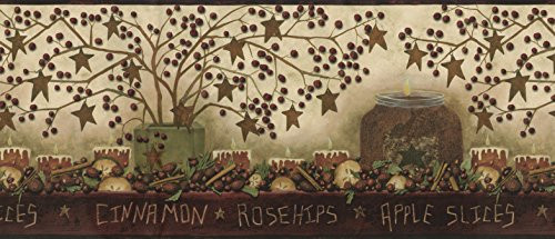 Chesapeake BBC05131B Danny Maroon Potpourri Trail Wallpaper Border, Red