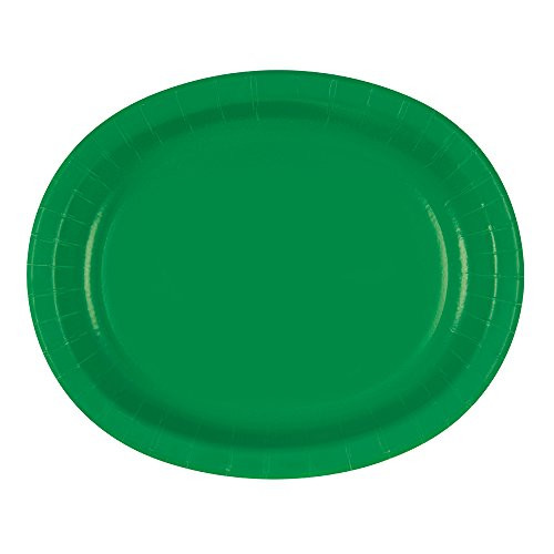 12" Green Oval Paper Plates, 8ct