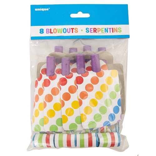 Rainbow Party Blowers, 8ct Rainbow Party Blowers, 8ct