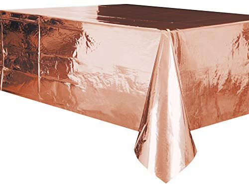 Foil Rose Gold Plastic Tablecloth, 108" x 54"