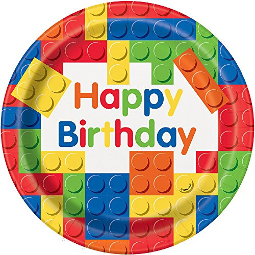 Building Blocks Birthday Dinner Plates, 8ct