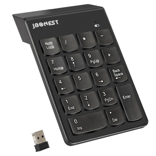 JBonest Numeric Keypad Wireless 18 Keys Numpad With 2.4G Mini USB Number Pad Receiver for Laptop Notebook Desktop PC