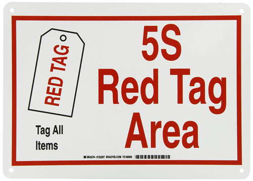 Brady 122297 Plastic 5-S Red Tag Area Sign, 10' X 14', Legend '5S Red Tag Area'