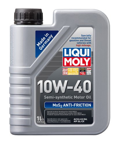 Liqui Moly 2042 MoS2 Anti-Friction 10W-40 Motor Oil - 1 Liter Bottle Liqui Moly 2042 MoS2 Anti-Friction 10W-40 Motor Oil - 1 Liter Bottle