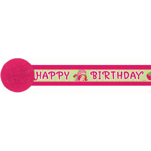 amscan Pretty Strawberry Shortcake Birthday Party Crepe Streamer Decoration (1 Piece), 30', Pink/Green