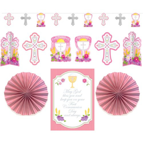 First Communion Pink Paper Decorating Kit, 10 Ct. | Party Decoration