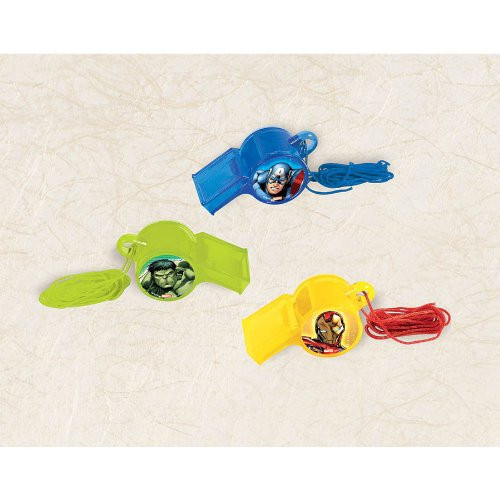 Amscan Avengers Birthday Party Whistle Favor, 2 1/4" x 7/8", Multicolor
