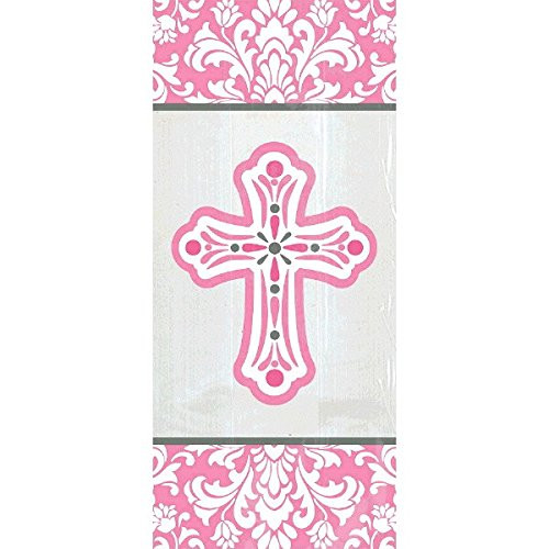 Amscan 379421 Religious Small Bags Party Supplies, 9 1/2"H x 4"W x 2 1/4"D, Pink