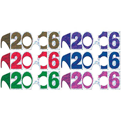 Amscan 24 Count 2016 New Years Prismatic Paper Frames Multipack with Jewel Tones, Multicolor