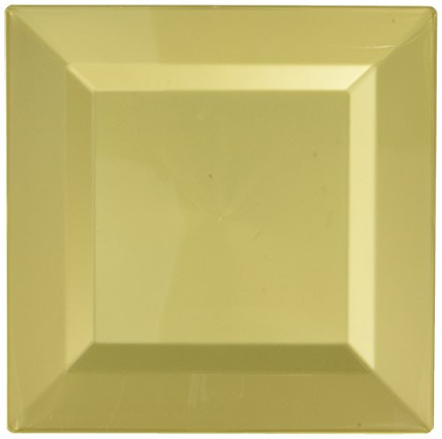 Amscan 438550.19 Tableware Square Plates Plastic Platess, 10", Gold