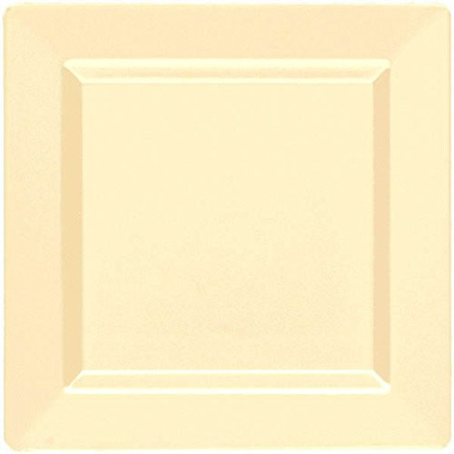 Amscan 438660.57 Vanilla Créme Premium Plastic Square Plates One Size Multicolor