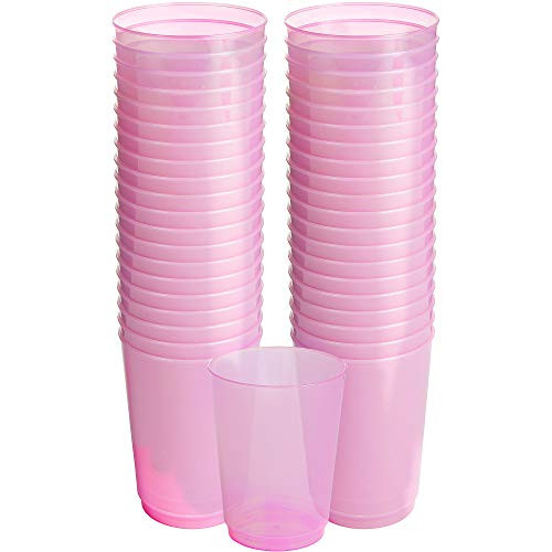 Amscan 350363.141 Premium Plastic Tumblers, 10 oz, Pearl Pink