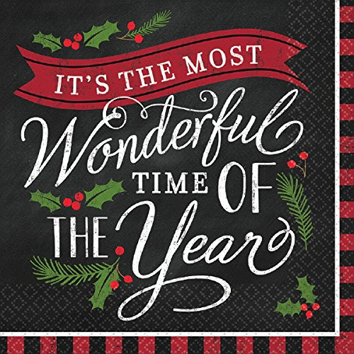 Amscan It's The Most Wonderful Time of The Year Disposable Luncheon Napkins, 36 Ct, Party Tableware One Size, Multicolor