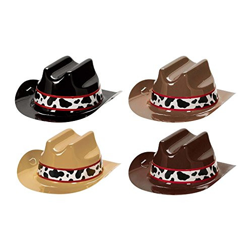 Amscan 399424 Fun-Filled, Western Mini Cowboy Supplies, Multicolor, 2 1/5" x 4 4/5" Party Hats,