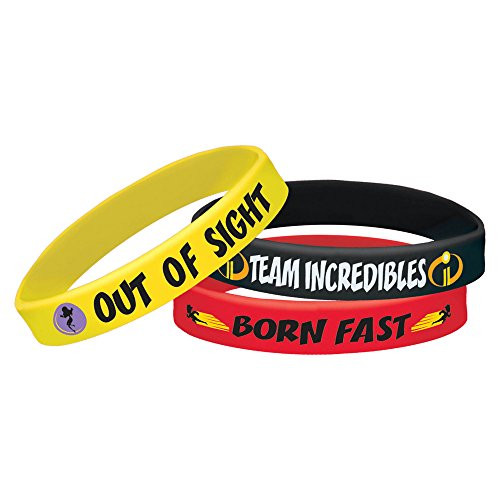 amscan Disney/Pixar Incredibles 2" Rubber Bracelets, Party Favor