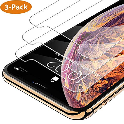 iPhone Xs Max Screen Protector 3 Packs Ultra Thin Clear Anti-Scratch Anti-Fingerprint Anti-Bubbles 9H Hardness Case Friendly Tempered Glass Screen Protector Full Coverage Film for iPhone Xs Max 