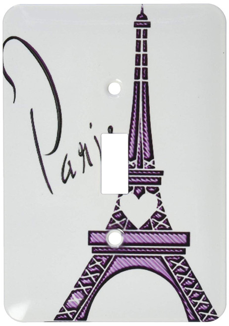 3dRose lsp_211115_1 Purple Gel Effect on e Dimensional Eiffel Tower with the Word Paris Single Toggle Switch