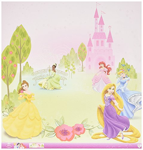 EK Success Disney Glittered Paper 12"X12"-Princess - Multi 12 per pack