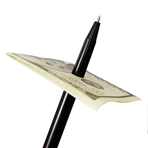 OUERMAMA 2 Pcs Penetrating Pen Magic Trick Forcing The Pen Through Bill Penetration Magic Props ( Black with Video Tutorial )