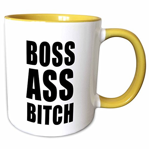3dRose 232967_8""Boss Ass Bitch, Yellow" Mug 11 oz