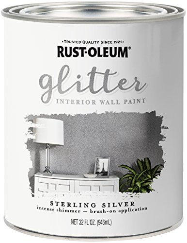 Rust-Oleum 323858 Glitter Interior Wall Paint, Quart, Sterling Silver