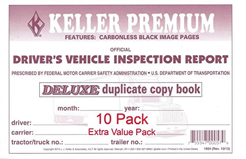 J. J. Keller 115B Detailed Drivers Vehicle Inspection Report, 2-Ply, Carbonless - Pack of 10