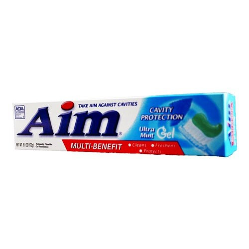 Aim Cavity Protection Ant Cavity Fluoride Toothpaste, Ultra Mint Gel, 5.5 Ounce, Pack of 6