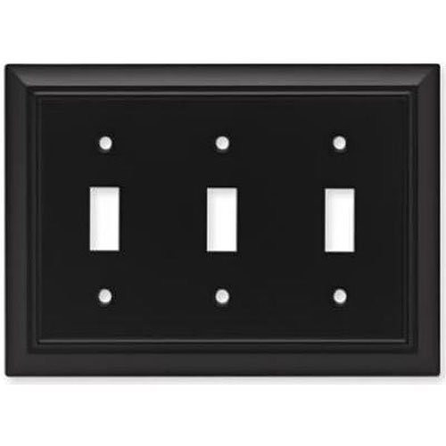 Brainerd 64215 Architectural Triple Toggle Switch Wall Plate / Switch Plate / Cover, Flat Black