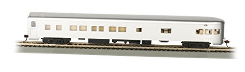 Bachmann Industries Painted Unlettered Aluminum Smooth-Side Observation Car with Lighted Interior (HO Scale), 85' Bachmann Industries Painted Unlettered Aluminum Smooth-Side Observation Car with Lighted Interior (HO Scale), 85'