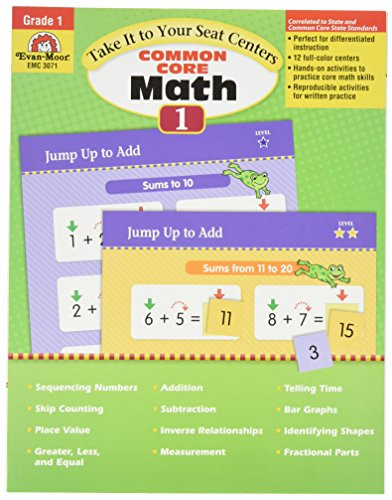 EVAN-MOOR 3071 Common Core Math Centers, Grade 1, 0.5" Height, 8.5" Width, 11" Length